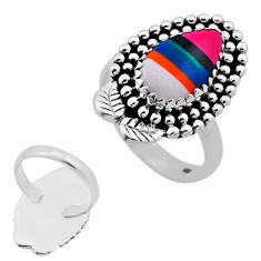 925 silver 4.21cts back closed pink white black strip opal ring size 8.5 n45950