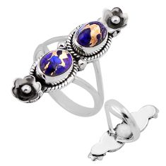 925 silver 3.93cts back closed purple copper turquoise oval ring size 8 n48432