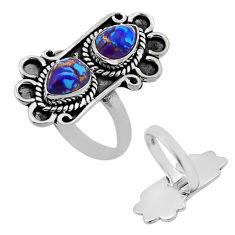 925 silver 4.21cts back closed purple copper turquoise pear ring size 8 n48082
