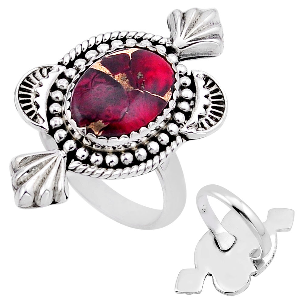 925 silver 6.38cts back closed red rose dahlia adjustable ring size 9.5 n54151