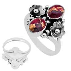 925 silver 4.96cts back closed red rose dahlia oval flower ring size 10 n53038