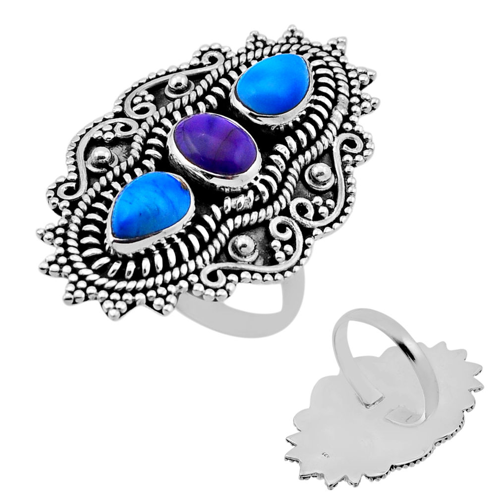 925 silver 5.04cts back closed rose dahlia violet ring jewelry size 9.5 n47990