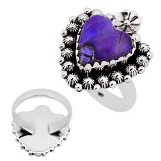 925 silver 5.87cts back closed rose dahlia voilet heart ring size 5.5 n36149