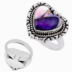 925 silver 5.87cts back closed rose dahlia voilet heart ring size 6.5 n36180