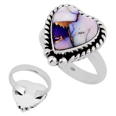 925 silver 6.31cts back closed rose dahlia voilet heart shape ring size 7 n36228