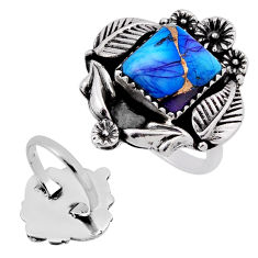 925 silver 5.24cts back closed rose dahlia voilet leaf ring size 7.5 n39252