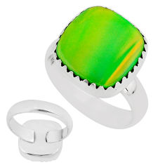 925 silver 4.29cts back closed volcano aurora opal cushion ring size 6 y93740
