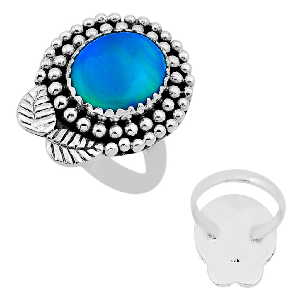 925 silver 4.23cts back closed volcano aurora opal leaf ring size 6.5 n53768