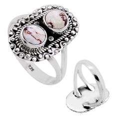 925 silver 1.99cts back closed white wild horse magnesite ring size 7.5 n48591