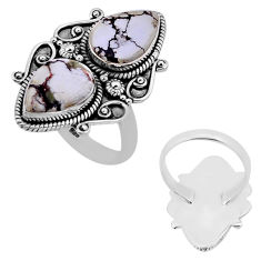 925 silver 10.54cts back closed white wild horse magnesite ring size 7.5 n52417