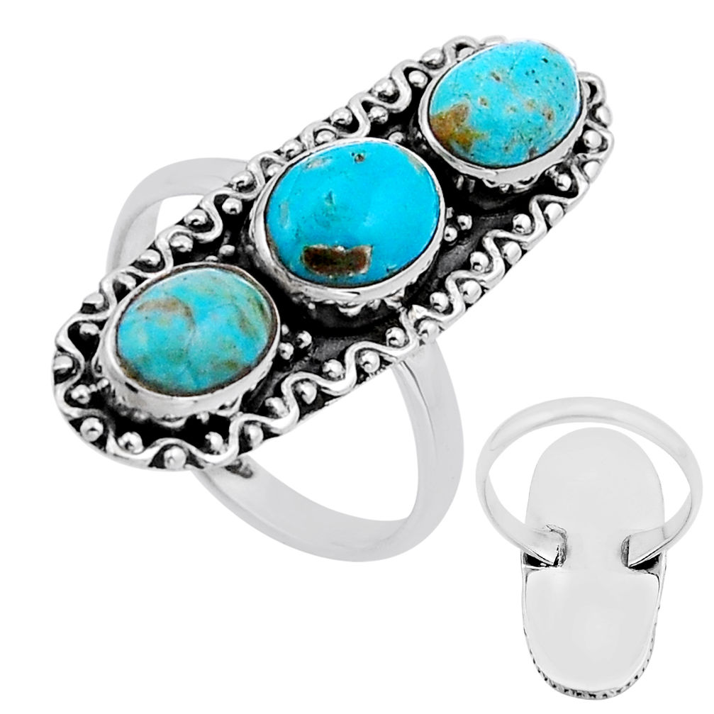 925 silver 6.62cts back clsoed green arizona mohave turquoise ring size 8 n52515