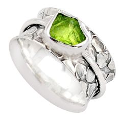 925 silver 2.71cts band natural green peridot rough spinner ring size 6 t90137