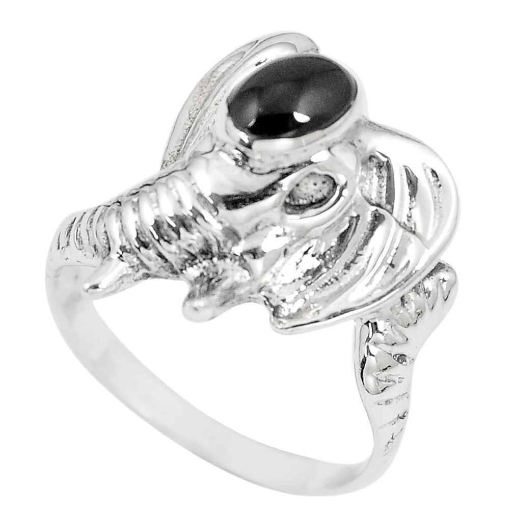 925 silver 4.69gms black onyx enamel elephant ring jewelry size 7 c12213