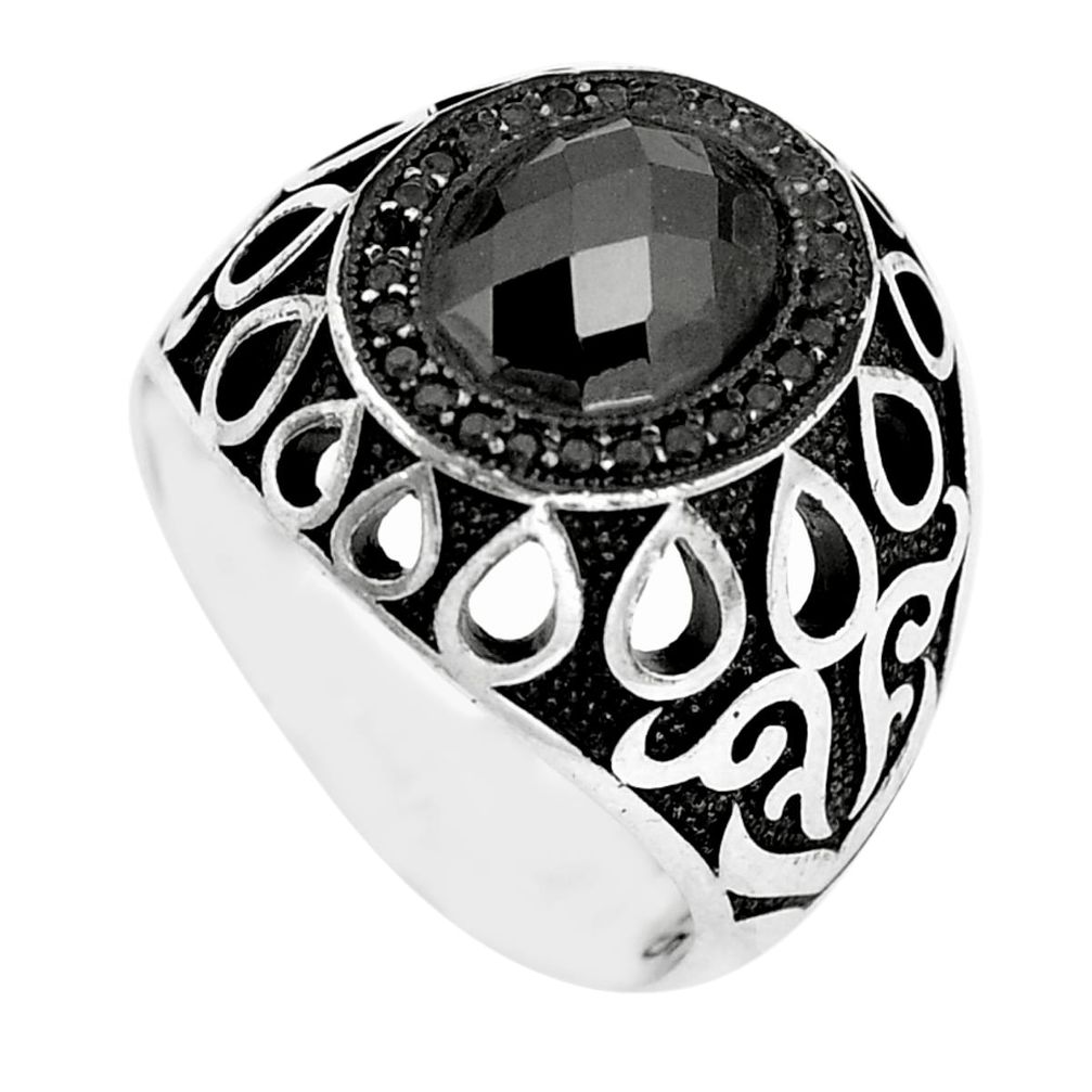 925 silver 4.96cts black onyx oval topaz mens ring jewelry size 10 c11399