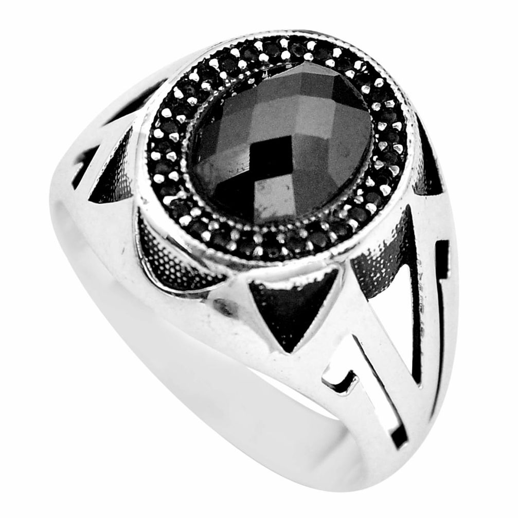 925 silver 4.35cts black onyx topaz mens ring jewelry size 9.5 c11503