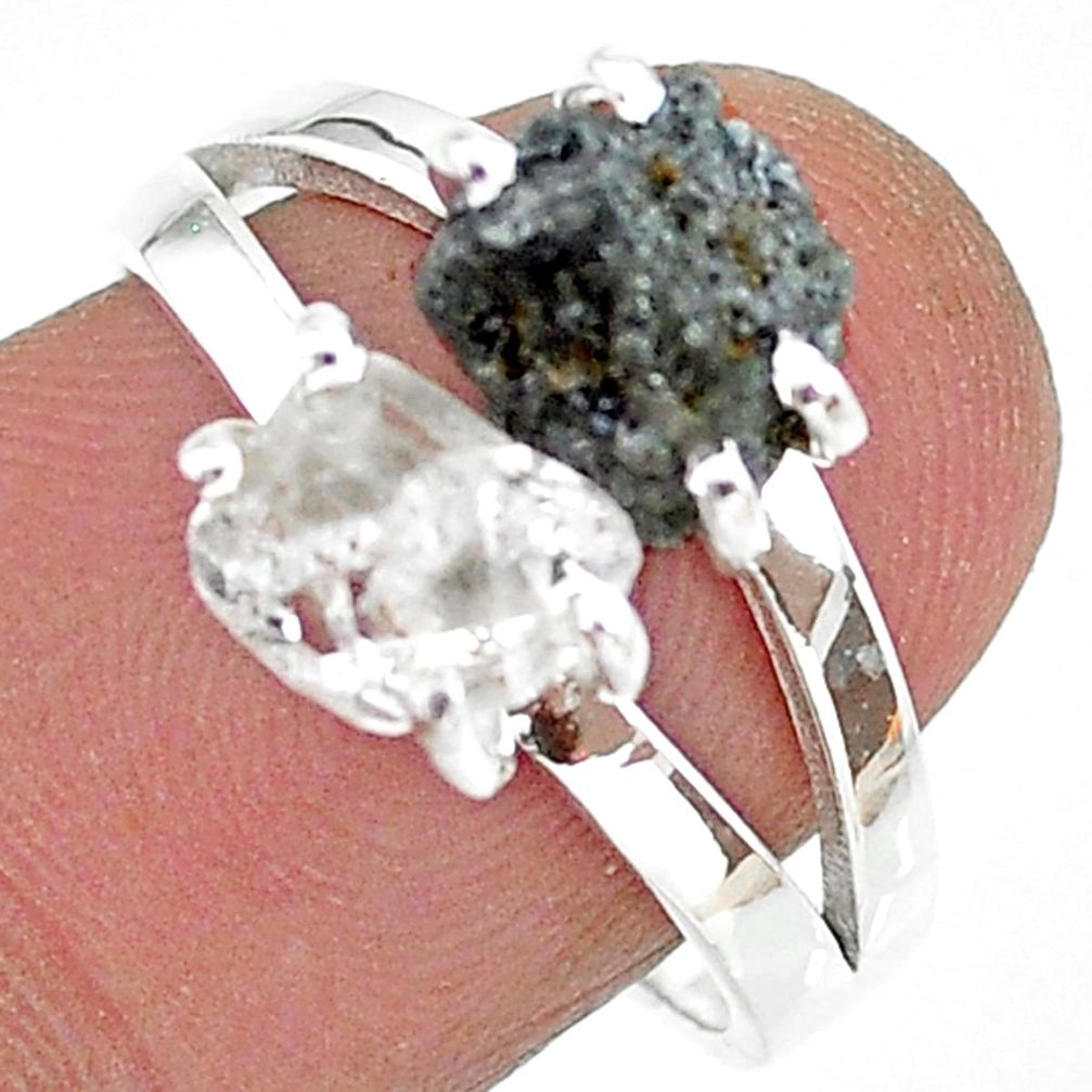 925 silver 7.14cts black rhodium natural diamond raw fancy ring size 8 t15377