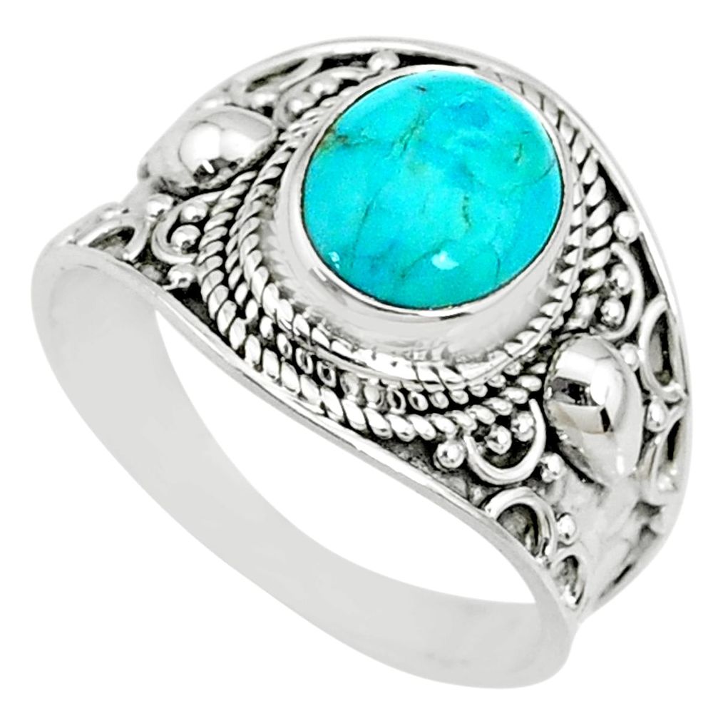 925 silver 4.02cts blue arizona mohave turquoise solitaire ring size 9.5 r74747