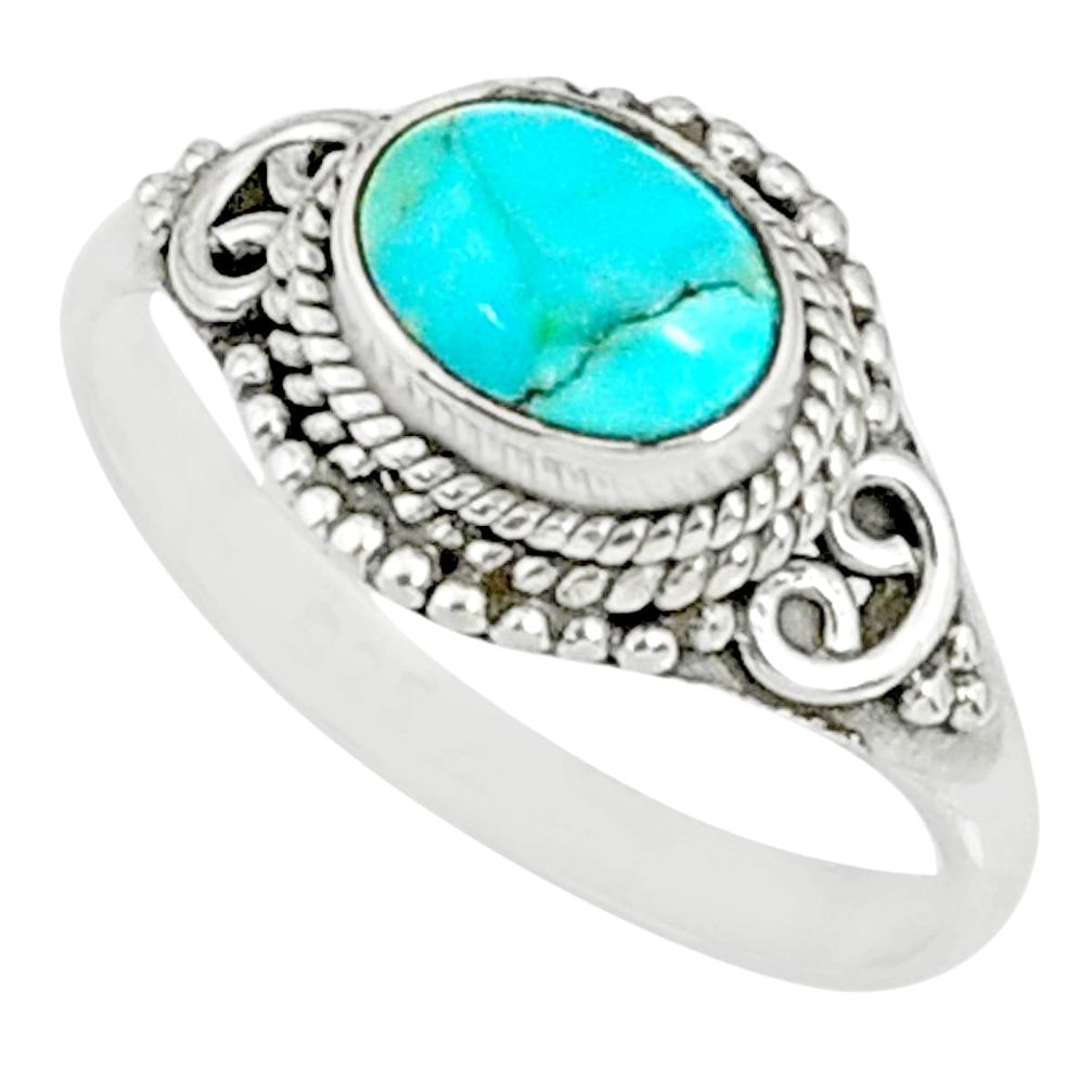 925 silver 1.96cts blue arizona mohave turquoise solitaire ring size 8.5 r84004