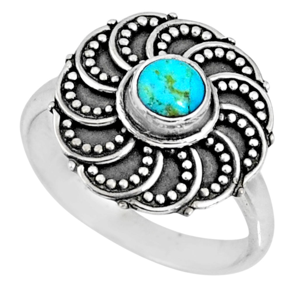 925 silver 0.85cts blue arizona mohave turquoise solitaire ring size 8 r57908