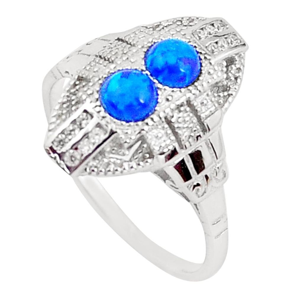 925 silver 1.46cts blue australian opal (lab) topaz ring size 8 a96679 c24498