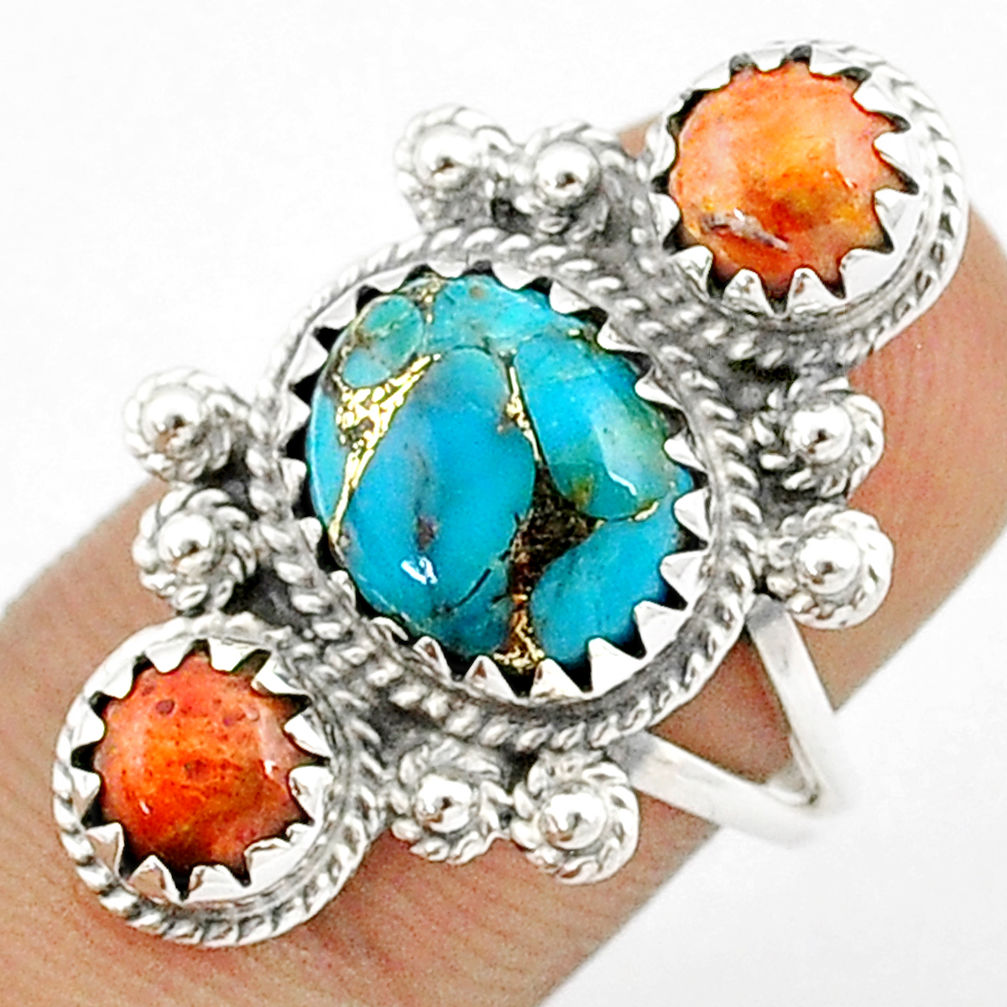 925 silver 7.27cts blue copper turquoise mojave turquoise ring size 6.5 u29355