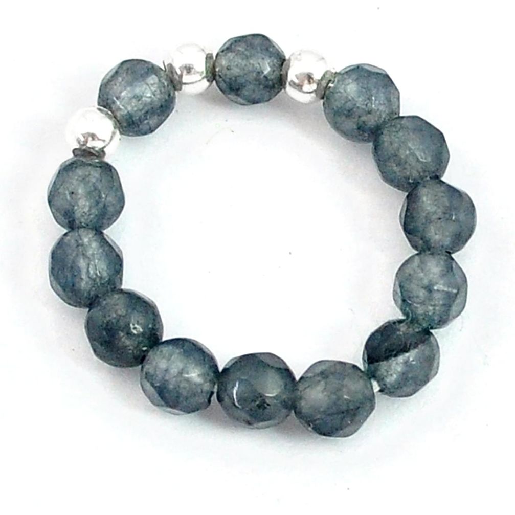 925 silver 4.39cts blue labradorite adjustable beads ring size 7 u30299