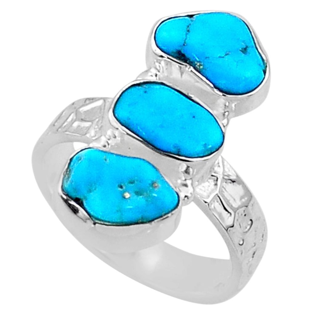 925 silver 12.01cts blue sleeping beauty turquoise fancy ring size 7 r65616