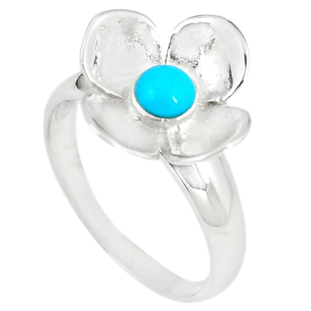925 silver blue sleeping beauty turquoise flower ring size 9 a66638 c13553