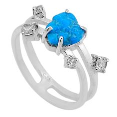 925 silver 3.13cts blue sleeping beauty turquoise rough topaz ring size 6 n49637