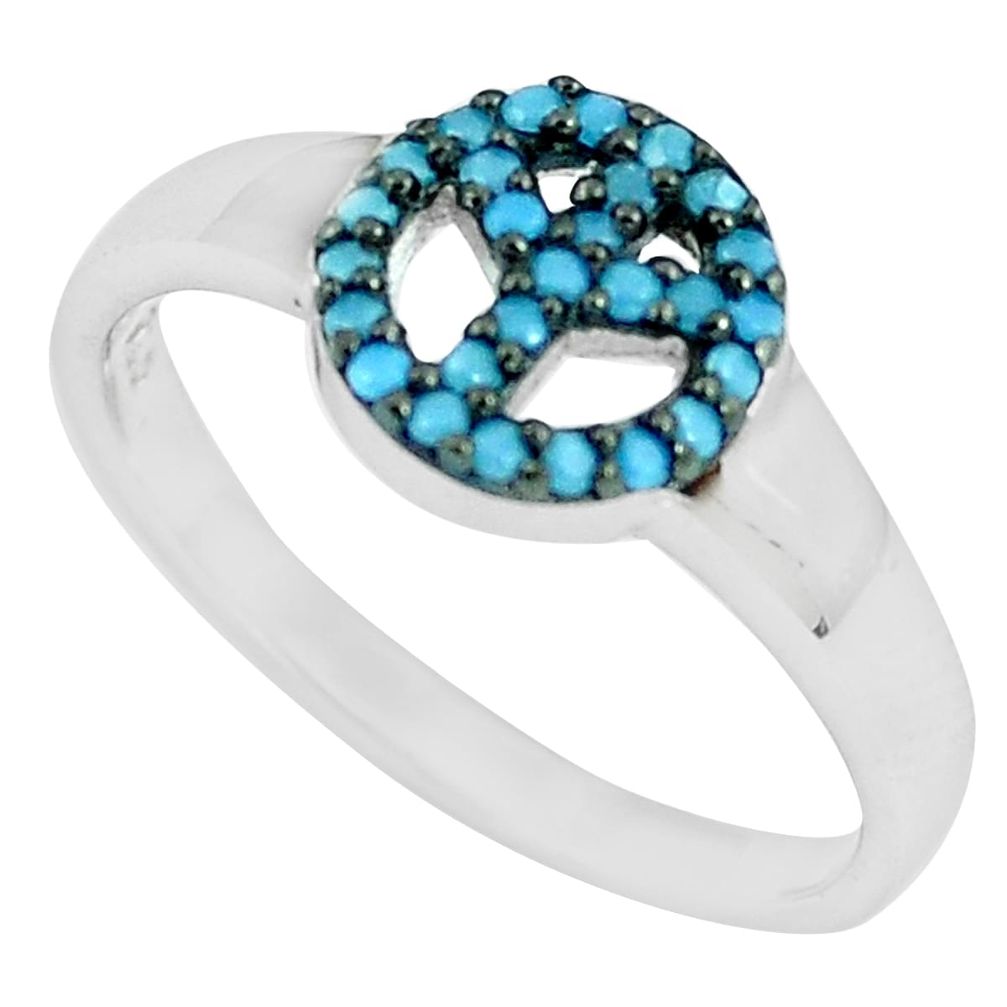 925 silver 0.72cts blue sleeping beauty turquoise solitaire ring size 7.5 c23398