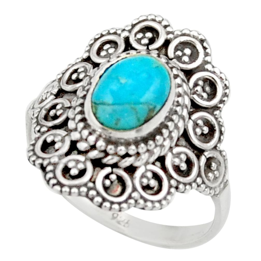 925 silver 2.33cts blue sleeping beauty turquoise solitaire ring size 7 d36137