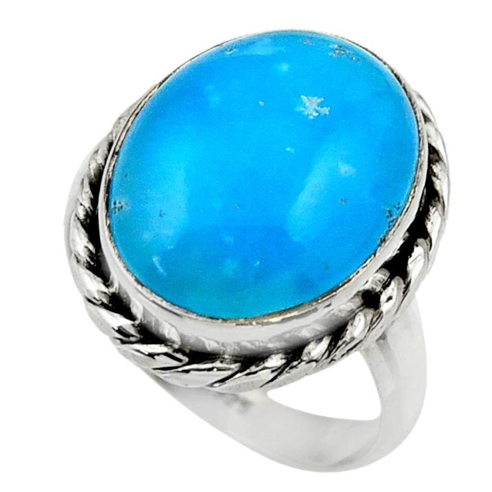 925 silver 10.96cts blue smithsonite solitaire ring jewelry size 7.5 r28418