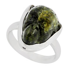 925 silver 11.13cts carving chimpanzee bloodstone african ring size 7.5 y50252