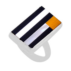 925 silver 10.84cts checker black onyx tiger's eye pearl ring size 7 n53398