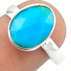 925 silver 4.54cts checker cut blue arizona mohave turquoise ring size 8 u18767