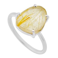 925 silver 6.03cts checker cut golden tourmaline rutile fancy ring size 9 n48313