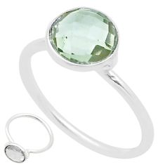 925 silver 4.71cts checker cut natural green amethyst round ring size 7 u54485