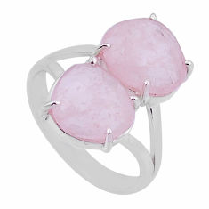 925 silver 9.65cts checker cut natural pink morganite fancy ring size 8.5 n48783