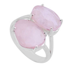 925 silver 9.56cts checker cut natural pink morganite fancy ring size 7.5 n48786