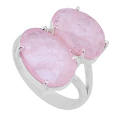 925 silver 8.70cts checker cut natural pink morganite fancy ring size 6.5 n48787