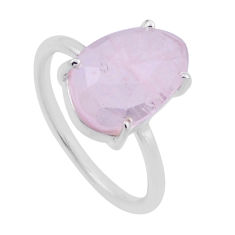 925 silver 4.88cts checker cut natural pink morganite fancy ring size 6 n48344