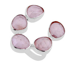 925 silver 15.09cts checker cut natural pink rose quartz ring size 5.5 n52852