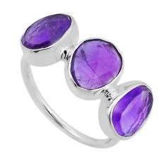 925 silver 9.67cts checker cut natural purple amethyst fancy ring size 8 n48754