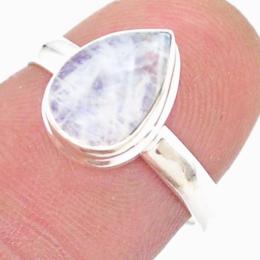 925 silver 2.33cts checker cut natural rainbow moonstone pear ring size 7 u46419