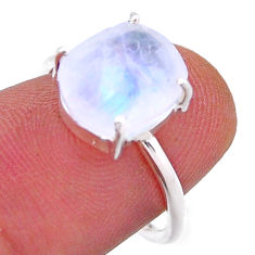 925 silver 5.46cts checker cut natural rainbow moonstone ring size 6 n48319