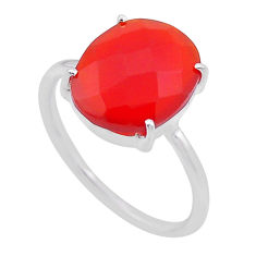 925 silver 6.10cts checker cut orange cornelian (carnelian) ring size 9 n48305