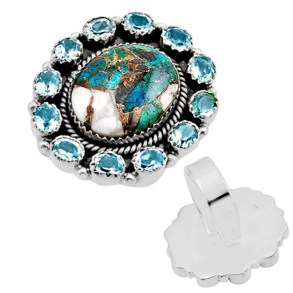 925 silver 30.85cts chrysocolla howlite topaz adjustable ring size 7.5 c32832