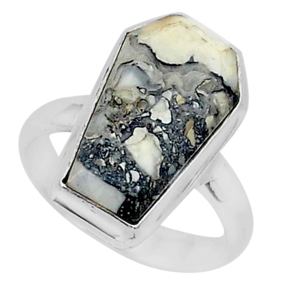 925 silver 8.42cts coffin natural bronze wild horse magnesite ring size 7 r96084