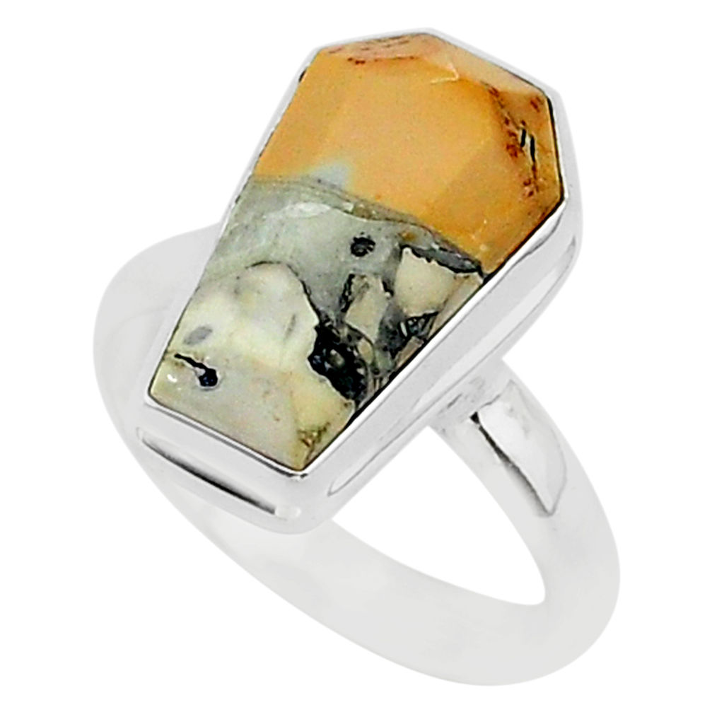 925 silver 7.66cts coffin natural malinga jasper solitaire ring size 7 r96138