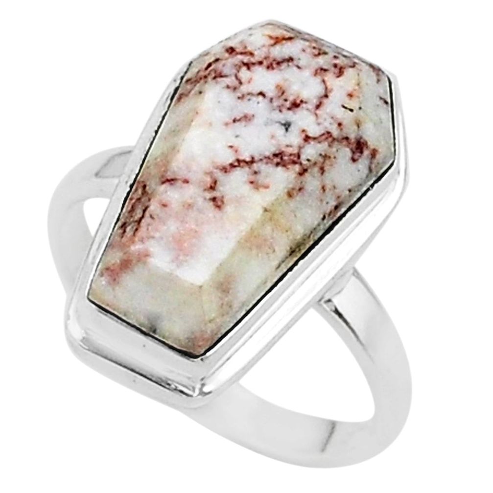 925 silver 8.06cts coffin natural pink rosetta stone jasper ring size 6 t17498